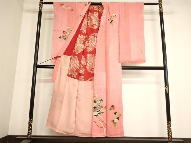 平和屋着物∵アンティーク 大正ロマン 女の子 十三参り 子供 祝着 花車文 逸品 AABB5694ja