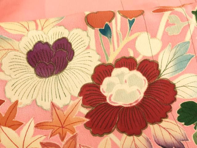 平和屋着物∵アンティーク 大正ロマン 女の子 十三参り 子供 祝着 花車文 逸品 AABB5694ja