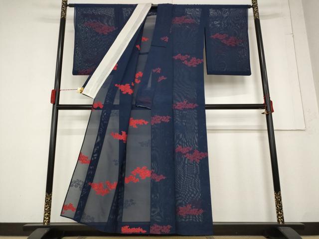 平和屋着物*夏物 小紋 紗 草花文 正絹 逸品 AABB5855st