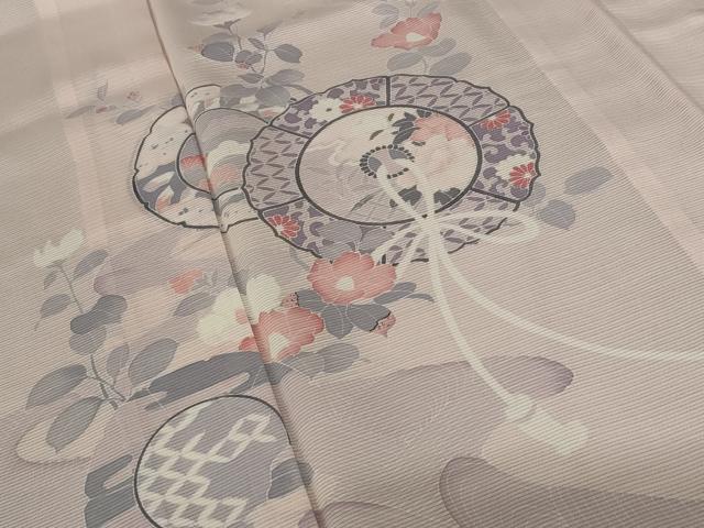 平和屋着物*夏物 訪問着 絽 鏡裏花文 正絹 逸品 未使用 AABB5866st