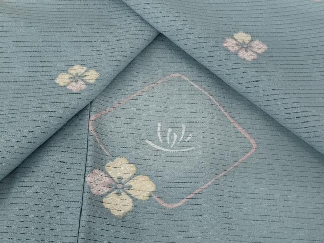 平和屋着物*夏物 小紋 絽 花菱文 暈し染め 洗える着物 AABB5875st
