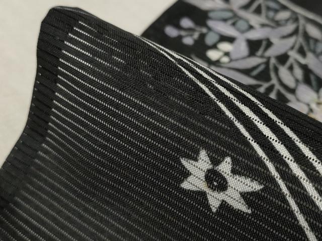 平和屋着物*夏物 小紋 絽 流水草花文 金彩 洗える着物 AABB5908st
