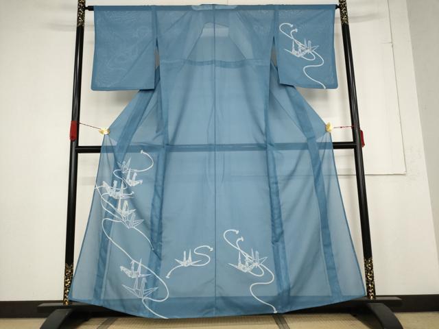 平和屋着物*夏物 訪問着 絽 折り鶴 金彩 洗える着物 AABB5910st