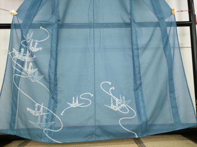 平和屋着物*夏物 訪問着 絽 折り鶴 金彩 洗える着物 AABB5910st