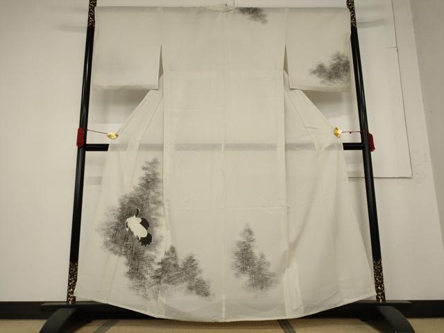 平和屋着物*夏物 訪問着 絽 樹林飛鶴文 正絹 逸品 AABB5932st