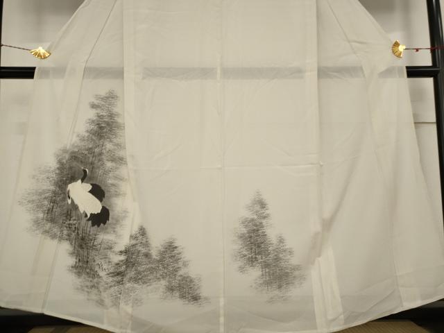 平和屋着物*夏物 訪問着 絽 樹林飛鶴文 正絹 逸品 AABB5932st