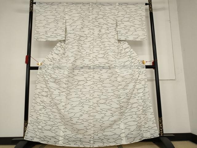 平和屋着物*夏物 小紋 絽 雲取り文 洗える着物 AABB5945st