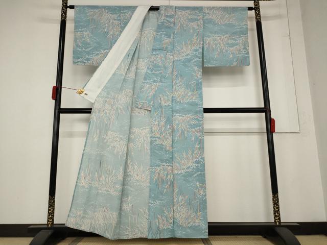平和屋着物*夏物 小紋 絽 流水草花文 三越扱い 正絹 逸品 AABB5959st