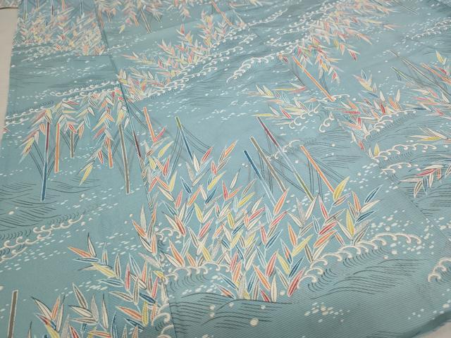 平和屋着物*夏物 小紋 絽 流水草花文 三越扱い 正絹 逸品 AABB5959st
