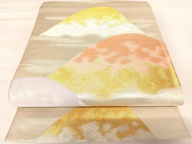 平和屋着物◎六通柄袋帯 遠山風景文 金銀糸 正絹 逸品 AABB5973yx