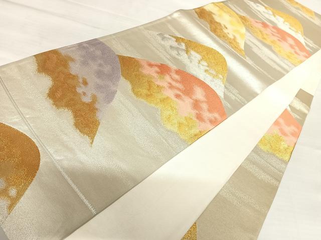 平和屋着物◎六通柄袋帯 遠山風景文 金銀糸 正絹 逸品 AABB5973yx