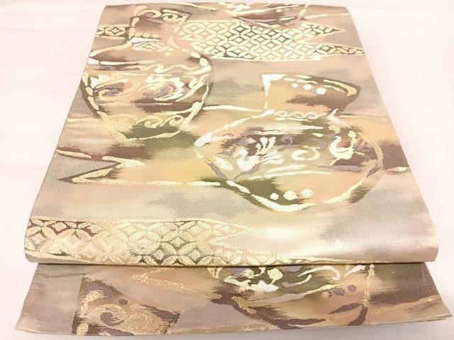 平和屋着物◎六通柄袋帯 陶器文 金銀糸 三越扱い 正絹 逸品 AABB6018yx