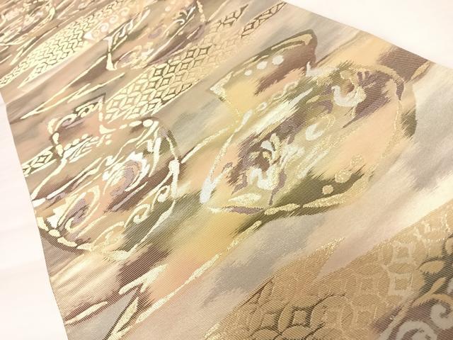 平和屋着物◎六通柄袋帯 陶器文 金銀糸 三越扱い 正絹 逸品 AABB6018yx