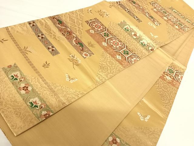 平和屋着物◎六通柄袋帯 唐織 正倉院古代錦 金糸 正絹 逸品 AABB6021yx
