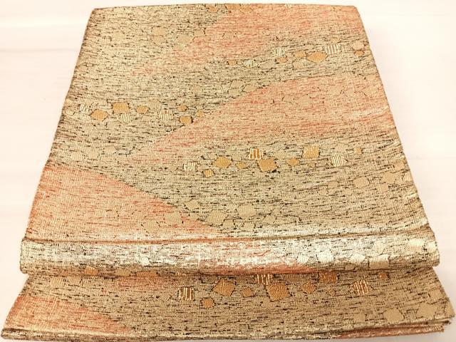 平和屋着物◎六通柄袋帯 箔散らし文 金糸 正絹 逸品 AABB6039yx