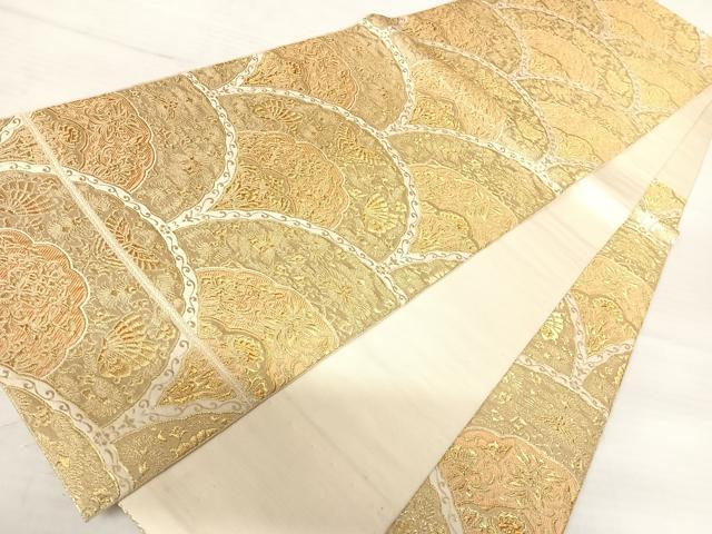 平和屋着物◎六通柄袋帯 花蝶青海波 金糸 正絹 逸品 AABB6043yx