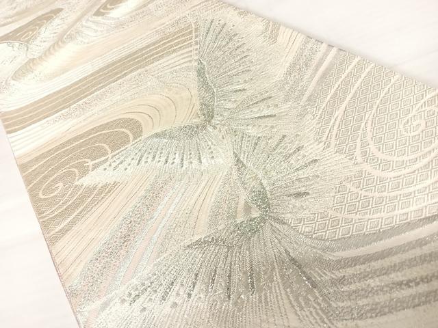 平和屋着物◎佐賀錦 六通柄袋帯 舞蝶文 銀糸 正絹 逸品 AABB6051yx