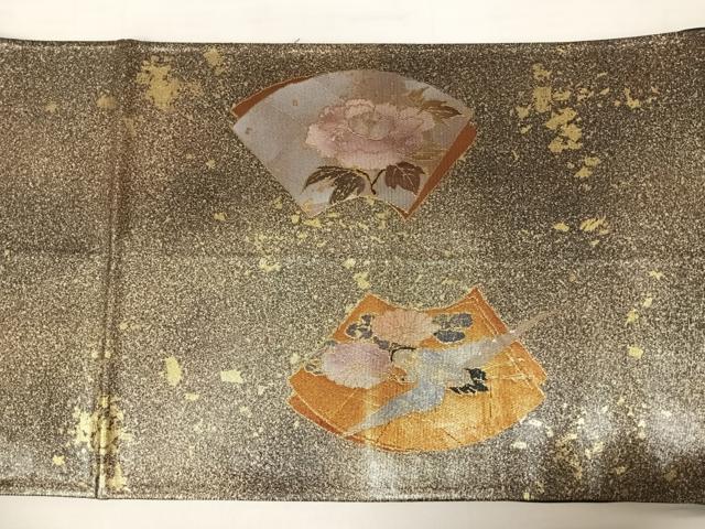 平和屋着物◎太鼓柄袋帯 地紙飛鶴花文 引箔 正絹 逸品 AABB6079yx
