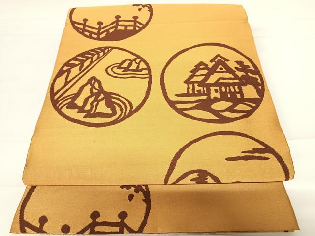平和屋着物◎全通柄袋帯 紹紦 人物風景文 正絹 逸品 AABB6153yx