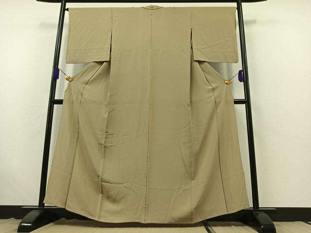 平和屋着物▽上質な色無地 単衣 白橡色 正絹 逸品 AABB6205jh