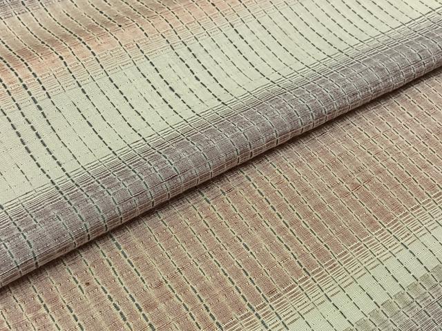 平和屋着物▽上質な紬 単衣 絞り 横段文 正絹 逸品 AABB6206jh