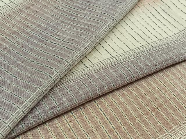 平和屋着物▽上質な紬 単衣 絞り 横段文 正絹 逸品 AABB6206jh