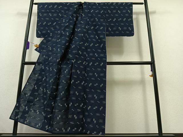 平和屋着物▽本場琉球絣 綿琉球 単衣 綿 逸品 AABB6209jh