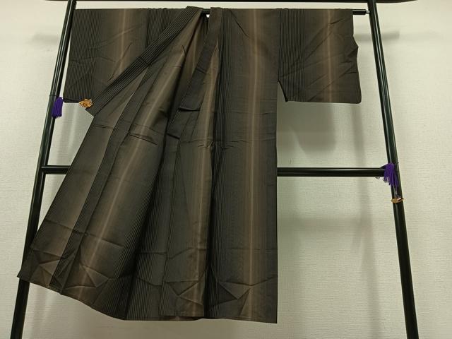 平和屋着物▽男性 本場大島紬 単衣 縞 正絹 逸品 AABB6210jh