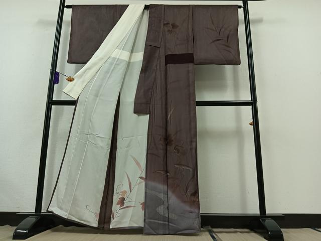 平和屋着物▽訪問着 無双 紗袷 紗×絽 蔦の葉文 正絹 逸品 AABB6216jh