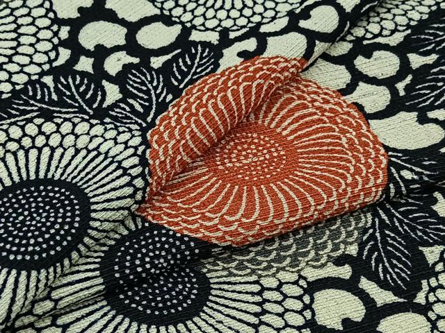 平和屋着物▽上質な小紋 単衣 紬地 型染め 花尽くし 正絹 逸品 AABB6221jh