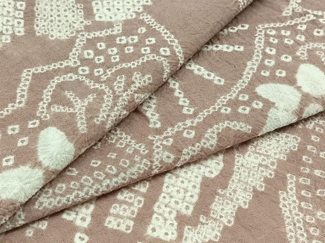 平和屋着物▽上質な小紋 単衣 絞り 扇面花文 正絹 逸品 AABB6224jh
