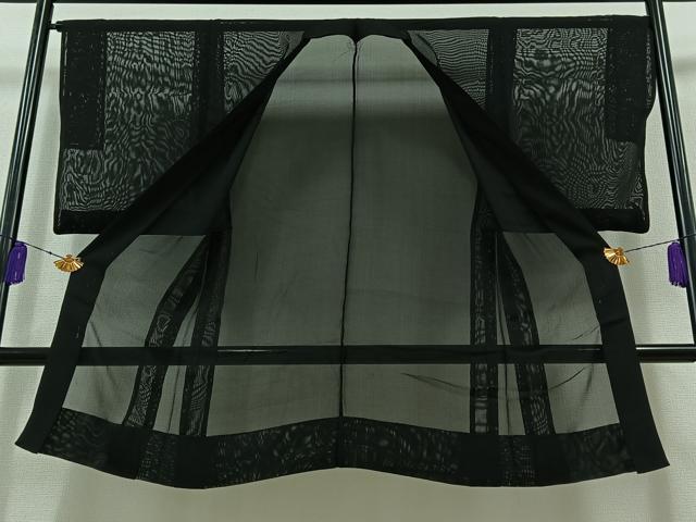 平和屋着物▽男性 羽織 スリーシーズン 春夏秋 塵除け 漆黒色 正絹 逸品 AABB6227jh