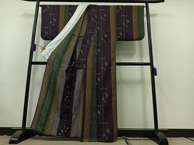 平和屋着物▽小紋 単衣 琉球絣文 洗える着物 AABB6230jh