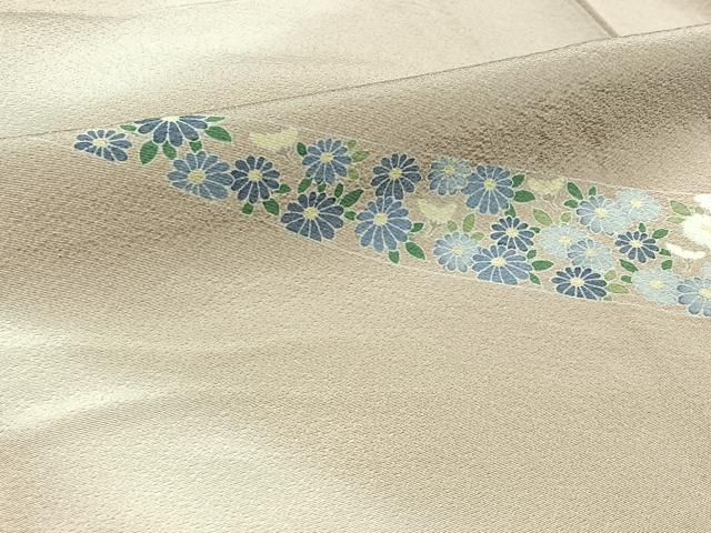 平和屋着物▽訪問着 単衣 草花文 正絹 逸品 AABB6240jh