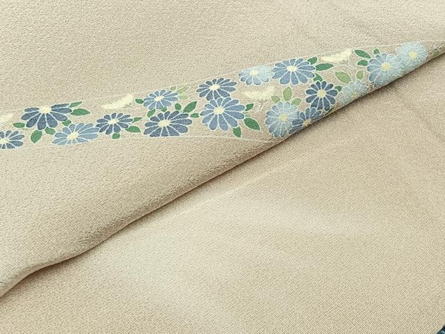 平和屋着物▽訪問着 単衣 草花文 正絹 逸品 AABB6240jh