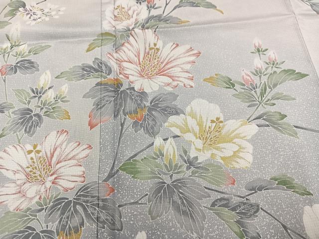 平和屋着物●本場大島紬 訪問着 友禅 枝花文 暈し染め ロング丈 正絹 逸品 AABB6241ph