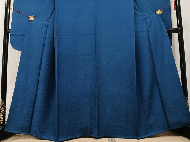 平和屋着物●豪華振袖 草花地紋 色無地 紺瑠璃色 正絹 逸品 AABB6317ph