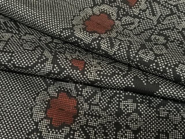 平和屋着物●本場大島紬 一元7マルキ 草花文 正絹 逸品 AABB6327zg