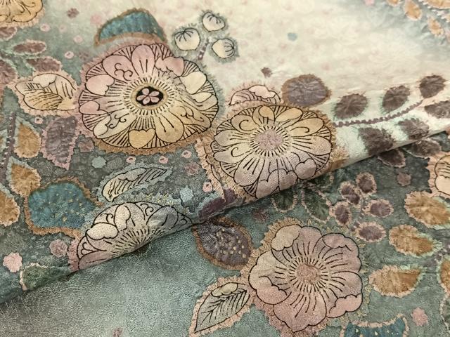 平和屋着物●訪問着 辻が花 絞り 暈し染め 金彩 ロング丈 正絹 逸品 未使用 AABB6332zg