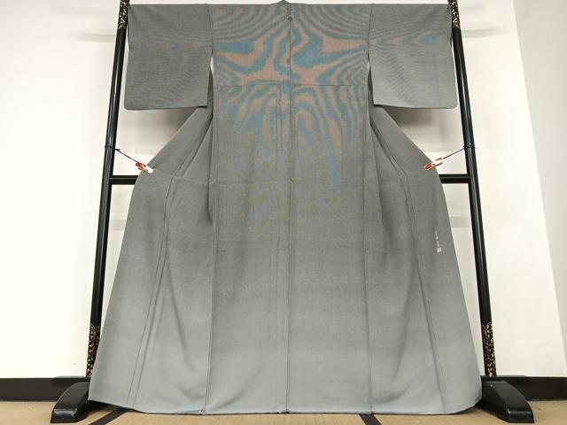 平和屋着物●伝統工芸士 関正三郎 江戸小紋 訪問着 万筋 漆黒色×灰青色 正絹 逸品 AABB6369zg