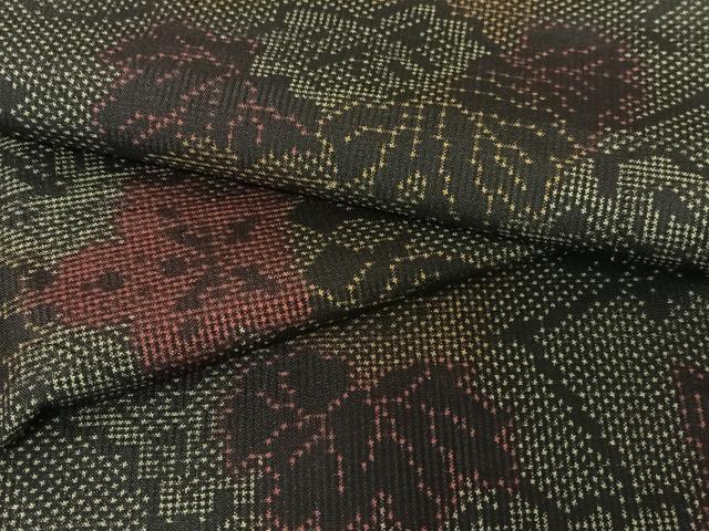 平和屋着物●本場大島紬 一元絣 蔦の葉文 正絹 逸品 AABB6379zg