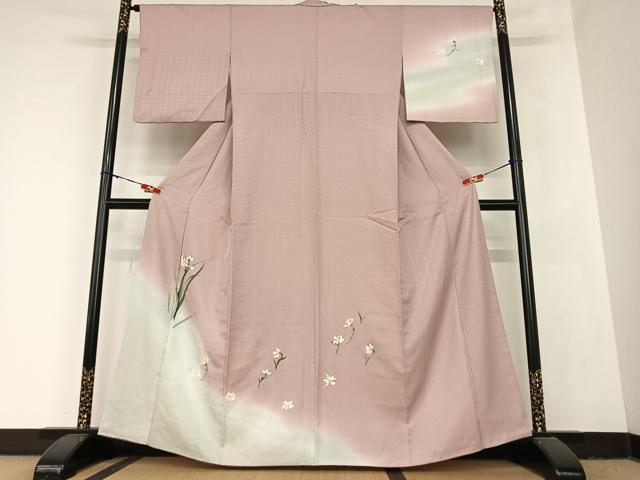 平和屋着物●訪問着 手描き 草花文 三越扱い 正絹 逸品 AABB6418zg