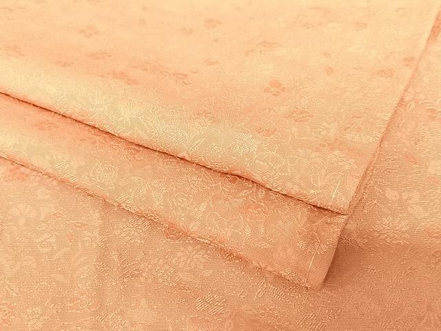 平和屋着物●上質な色無地 草花地紋 真赭色 正絹 逸品 未使用 AABB6419zg