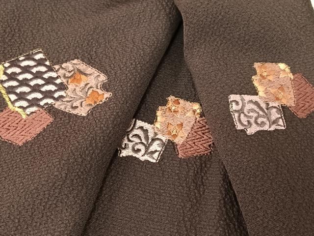 平和屋着物●訪問着 刺繍 破れ色紙花文 正絹 逸品 AABB6451zg