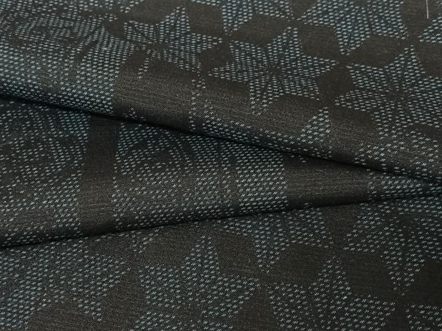平和屋着物●上質な紬 草花間道 麻の葉文様 正絹 逸品 未使用 AABB6461zg