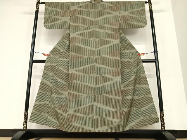 平和屋着物●上質な紬 縞 正絹 逸品 AABB6484zg