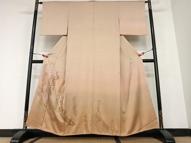 平和屋着物●訪問着 刺繍 短冊花蝶文 暈し染め 金彩 正絹 逸品 AABB6500zg