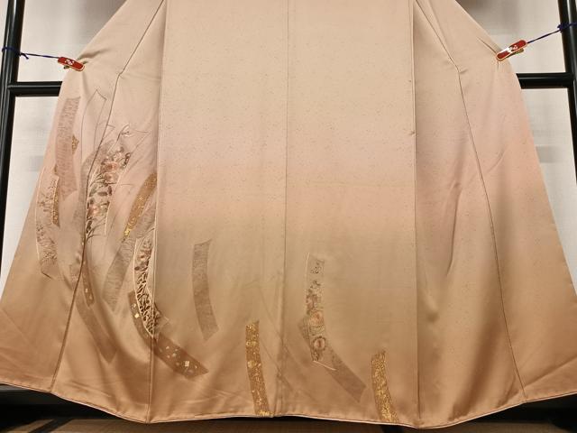 平和屋着物●訪問着 刺繍 短冊花蝶文 暈し染め 金彩 正絹 逸品 AABB6500zg