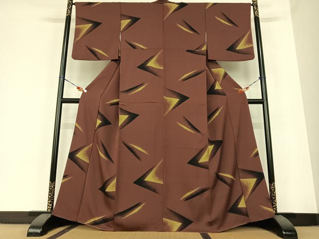 平和屋着物●上質な小紋 幾何学文様 正絹 逸品 AABB6516zg