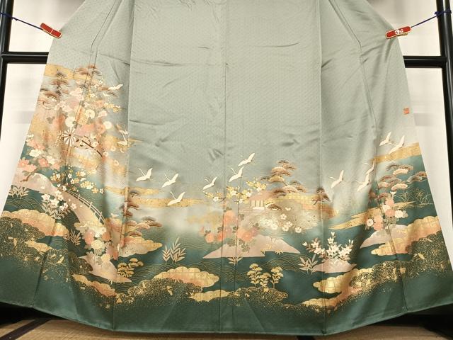 平和屋着物●豪華色留袖 作家物 飛鶴花車文 暈し染め 金彩 正絹 逸品 AABB6521zg